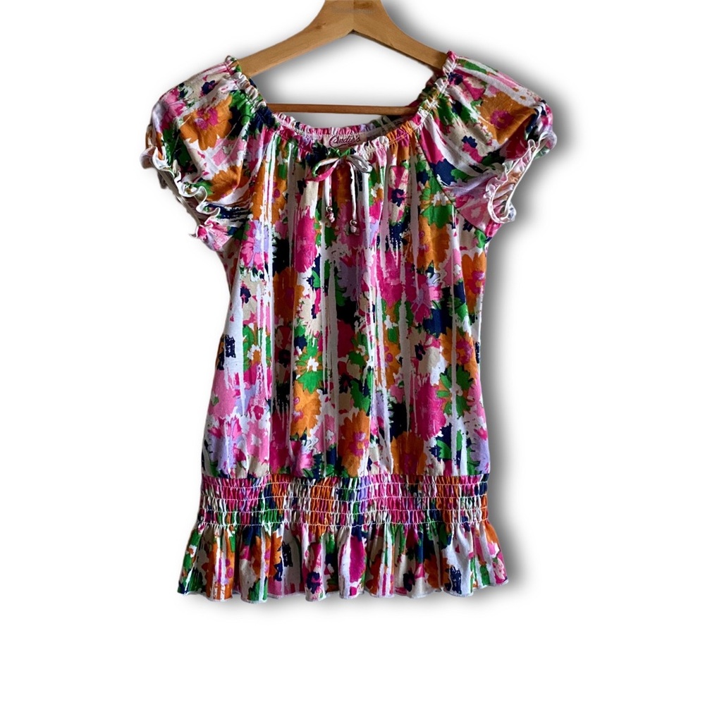 Candie's Girl's Multicolor Floral Peasant Top